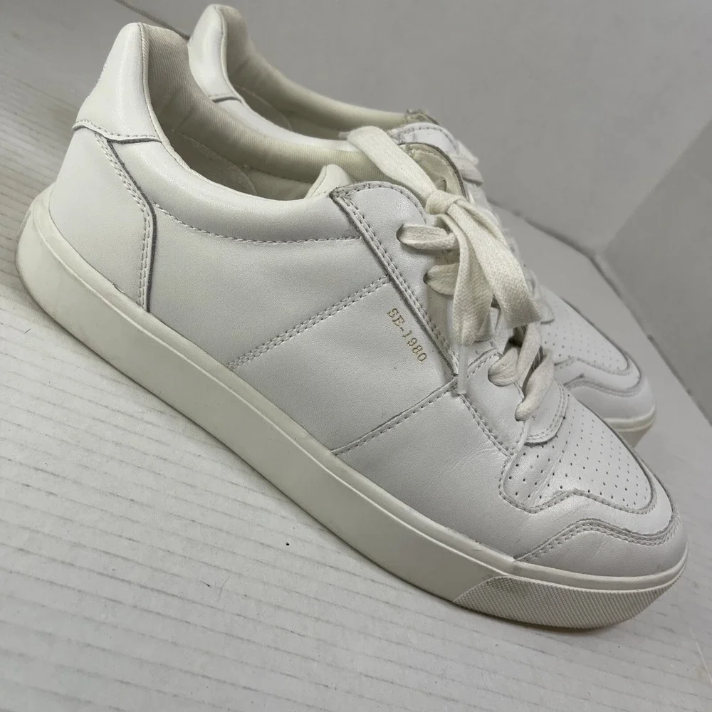 Sam Edelman Women's Edie Sneakers Shoes Low Top White Leather Lace Up Size 8.5